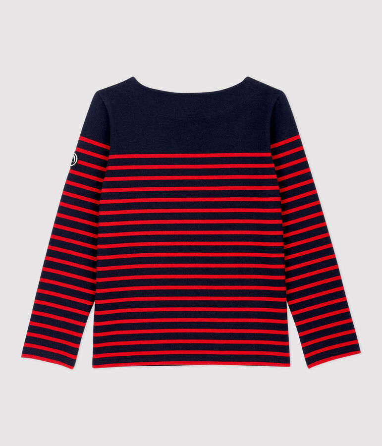 Klassisches Baumwoll-Marineshirt Damen blau SMOKING/rot TERKUIT